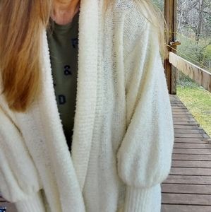 Vintage 80s Shawl Neck Cardigan Duster Cozy Long Sweater